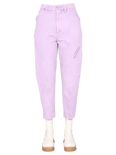 Stella Mccartney Jeans With Embroidered Logo In Lilac