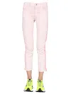 Stella Mccartney Fresh Peach Twisted Seam Crop Straight Leg Jeans