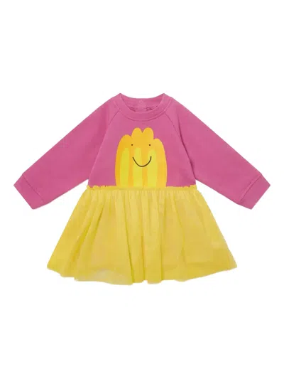 Stella Mccartney Babies' Jelly-print Long-sleeve Dress In Yellow