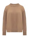 Stella Mccartney Ribbed Crew Neck Knitwear With Button Detail In Brown
