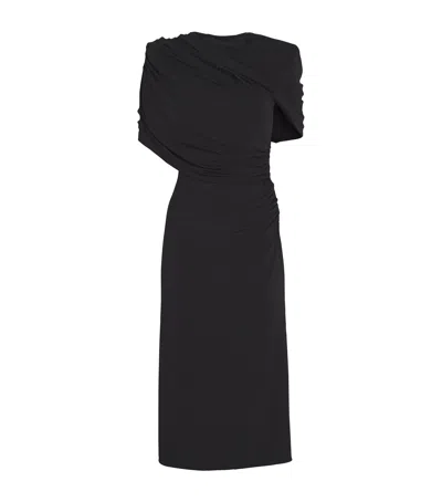 Stella Mccartney Jersey Draped Midi Dress In Black