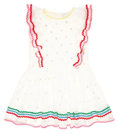 Stella Mccartney Kids' Recycled Tulle & Organic Jersey Dress In White,multi