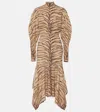 Stella Mccartney Tiger Print Handkerchief Midi Dress In White
