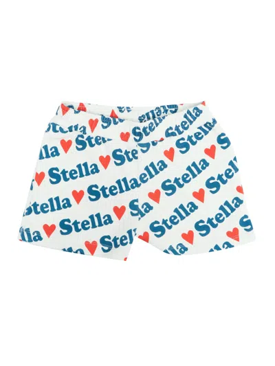 Stella Mccartney Kids' Printed Cotton Sweat Shorts In White