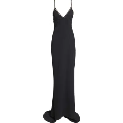 Stella Mccartney Jewel Embellished Mermaid Gown With Train In Black