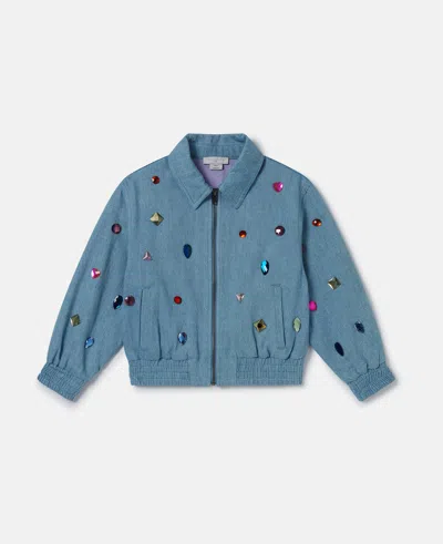 Stella Mccartney Jewel Embroidered Denim Jacket In Blue