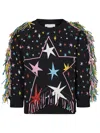 Stella Mccartney Star Pattern Fringe Sweatshirt In Black