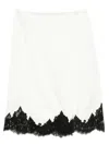 Stella Mccartney Jupe Midi En Satin Avec Dentelle In White