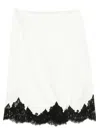 Stella Mccartney Jupe Midi En Satin Avec Dentelle In White