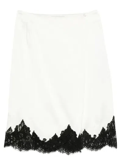 STELLA MCCARTNEY STELLA MCCARTNEY JUPE MIDI EN SATIN AVEC DENTELLE