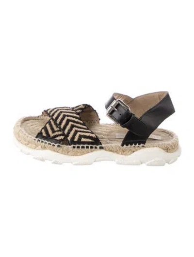Pre-owned Stella Mccartney Jute Patterned Espadrilles In Black/neutrals