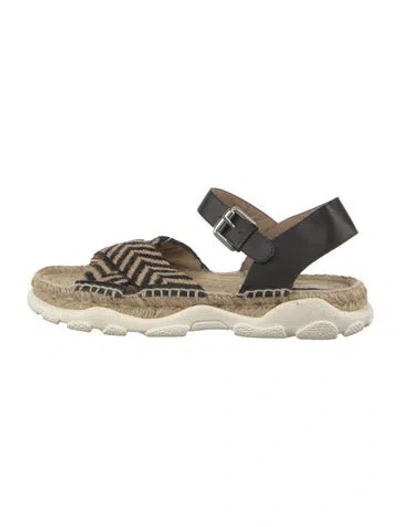 Pre-owned Stella Mccartney Jute Striped Espadrilles In Black/neutrals