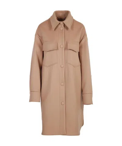 Stella Mccartney Kerry Wool Overshirt Coat In Brown