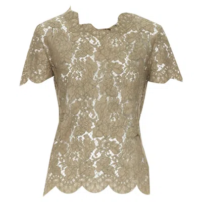 Stella Mccartney Khaki Floral Lace Short Sleeve T-shirt Top In Green