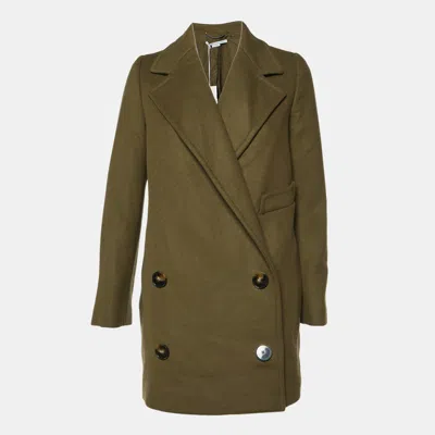 Pre-owned Stella Mccartney Khaki Green Wool Double Breasted Overcoat S