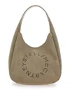 Stella Mccartney Large Studded Logo Suede Hobo Bag In Green