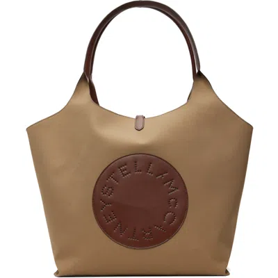 Stella Mccartney Khaki Logo Reversible Tote In 2755 Truffle