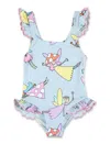 Stella Mccartney Fairy-print Swimsuit In Light Blue