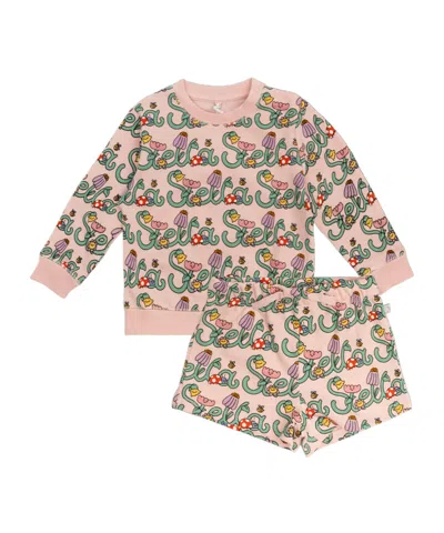 Stella Mccartney Kids All-over Printed Shorts Set In Pink