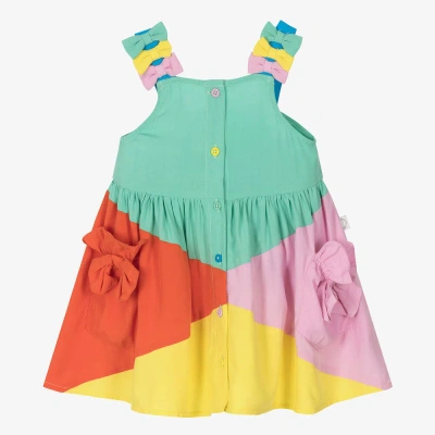 Stella Mccartney Kids Baby Girls Green Colourblock Bow Dress