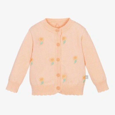 Stella Mccartney Kids Baby Girls Orange Floral Cotton Knit Cardigan