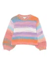 Stella Mccartney Kids Orange And Multicolor Puff-sleeved Sweater In Multi