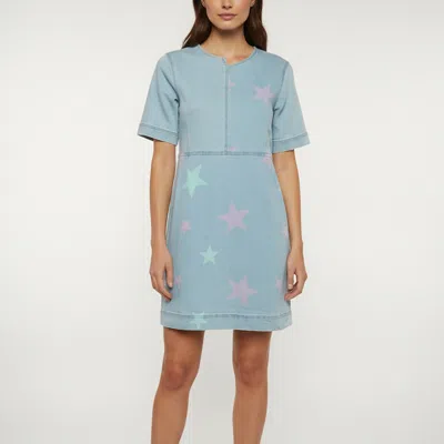 Pre-owned Stella Mccartney Kids Blue Star Print Denim Mini Dress 14 Yrs