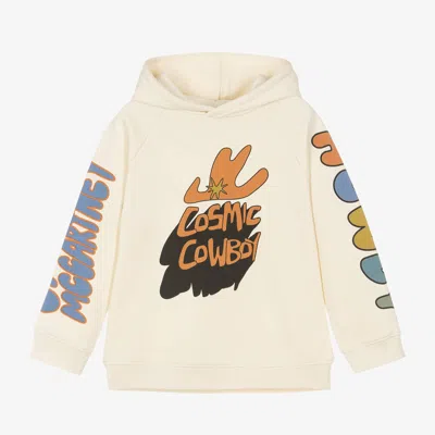 Stella Mccartney Kids Boys Beige Cotton Cosmic Print Hoodie