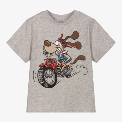 Stella Mccartney Babies'  Kids Boys Grey Dog Rider T-shirt In Gray