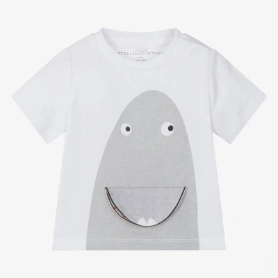 Stella Mccartney Babies'  Kids Boys White Organic Cotton Shark T-shirt