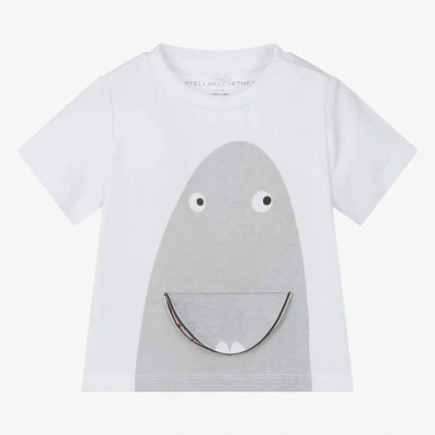 STELLA MCCARTNEY STELLA MCCARTNEY KIDS BOYS WHITE ORGANIC COTTON SHARK T-SHIRT