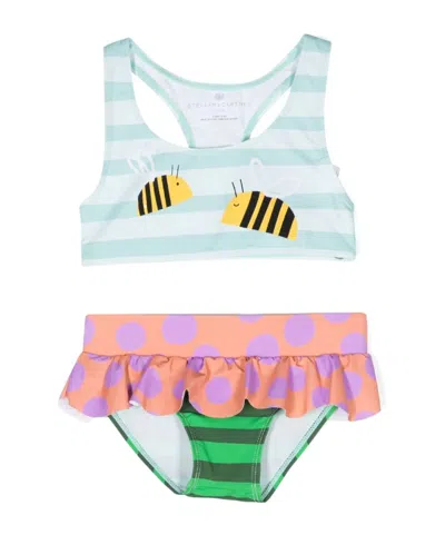 Stella Mccartney Kids Bumblebee-printed Ruffled Bikini Set In Multicolor