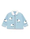 Stella Mccartney Sheep Pattern Denim Jacket In Blue