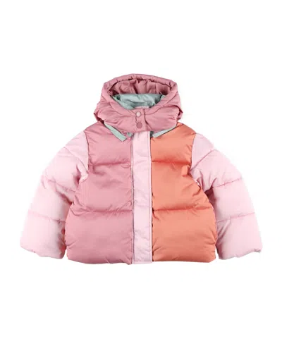 Stella Mccartney Kids Colorblok Hooded Puffer Jacket In Pink