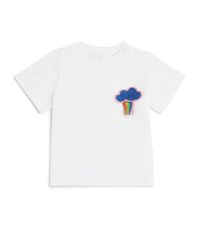 Stella Mccartney Kids Cotton Cloud Appliqué T-shirt In White