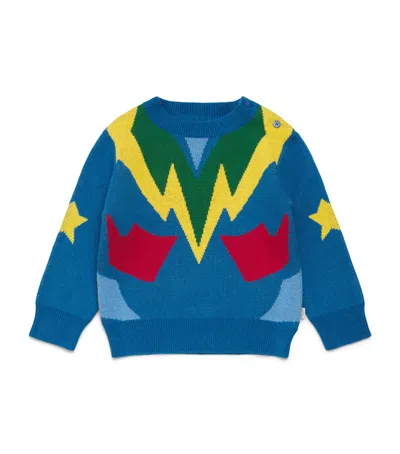 Stella Mccartney Kids Cotton Lightning Sweater In Blue