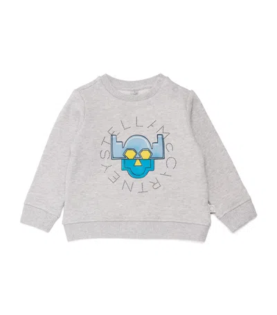 Stella Mccartney Kids Cotton Robot Logo Sweatshirt In Gray