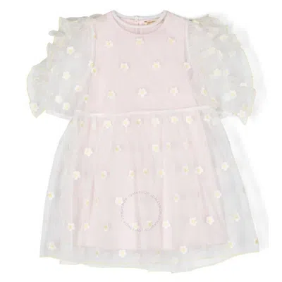 Stella Mccartney Kids Daisy Embroidered Tulle Dress In Pink