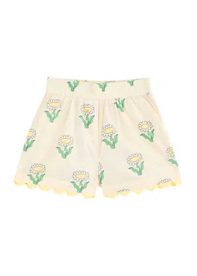 Stella Mccartney Kids Daisy Printed Cotton-poplin Shorts In Cream
