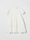 Stella Mccartney Kids Cotton Dress With Sangallo Inserts In White