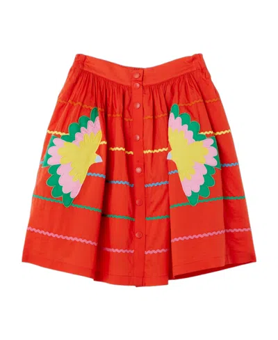 Stella Mccartney Kids Embroidered Flared Skirt In Red