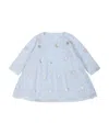 Stella Mccartney Kids Embroidered Heart Long Sleeved Party Dress In Blue