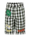 Stella Mccartney Kids Embroidered Motif Checked Shorts In Gray