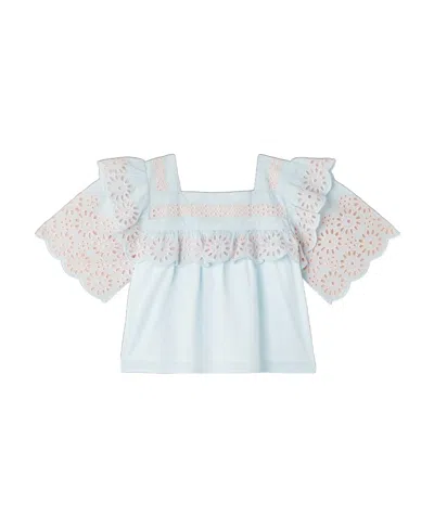 Stella Mccartney Kids Embroidered Square Neck Top In White