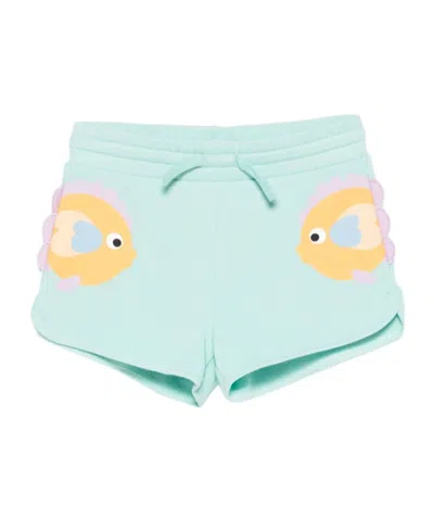 Stella Mccartney Kids Fish-printed Elastic Waist Shorts In Animal Print