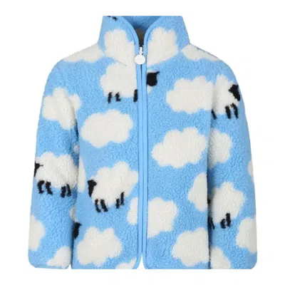 Stella Mccartney Kids Fleece Sheep Print Jacket In Blue