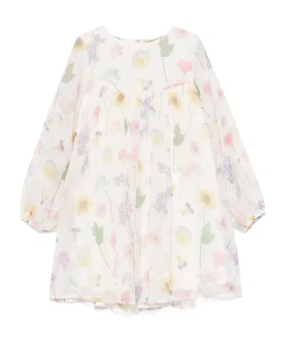 Stella Mccartney Kids Floral-printed Crewneck Dress In White