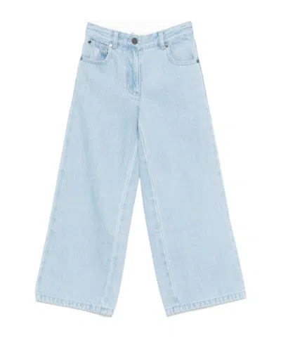 Stella Mccartney Kids Floral-printed Logo Tag Jeans In Blue