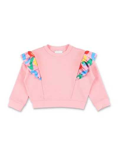 Stella Mccartney Kids Frill-trim Cropped Sweatshirt In Pink