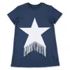Stella Mccartney Kids Fringed Star Cotton T-shirt Dress In Blue